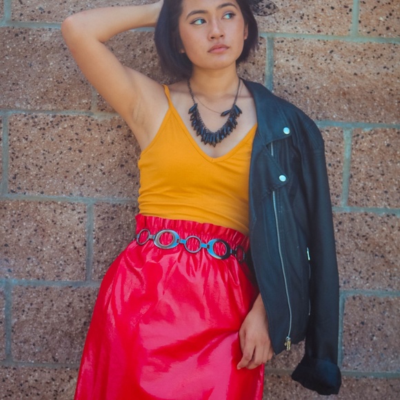 Zara Knitwear Red Faux Leather Mini Skirt - Picture 4 of 4